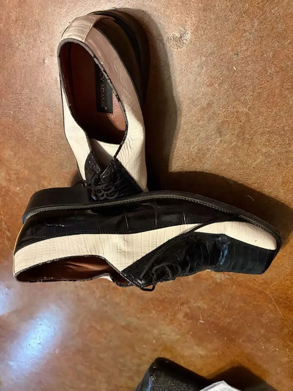 Stacy Adams Black And White Genuine Snake Leather Lace-Up Dress Shoes Men's 12